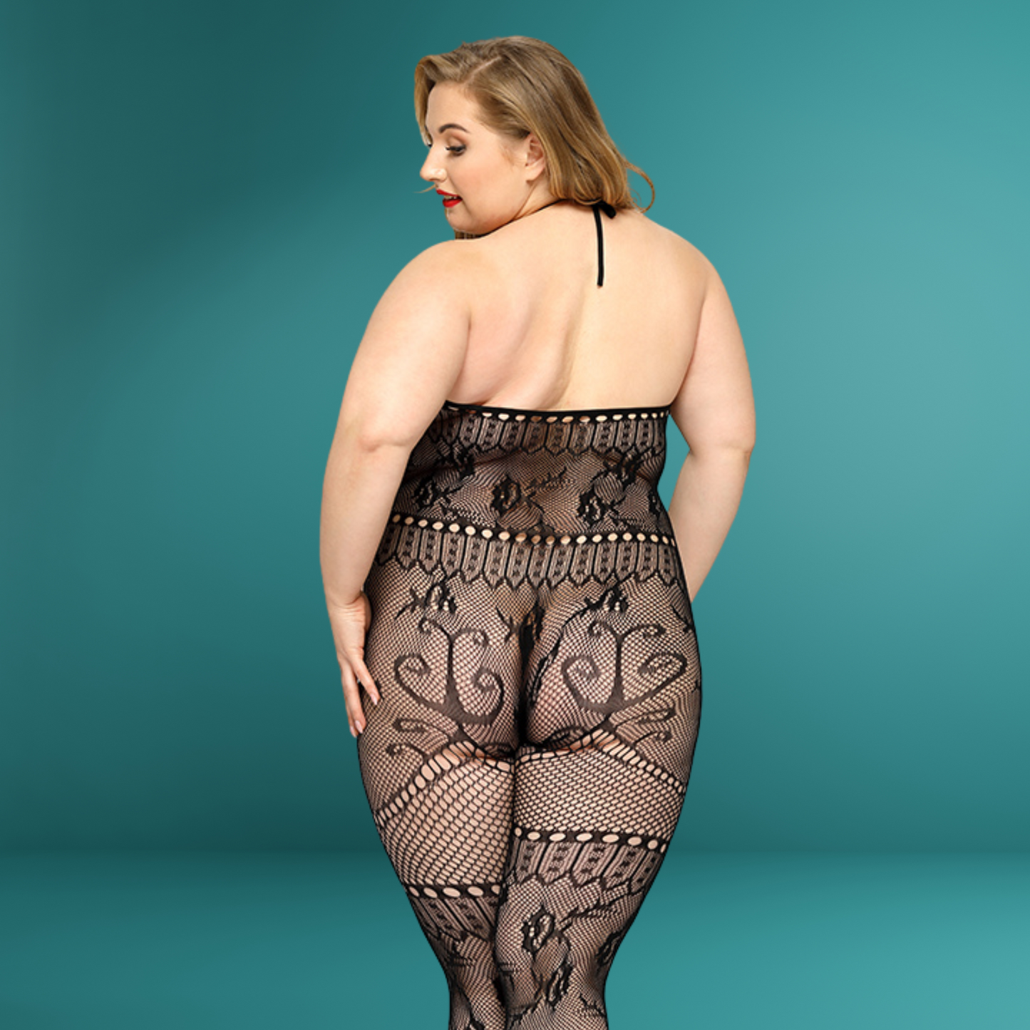 Womens Plus Size Sexy Lingerie - Fishnet Crotchless Bodystocking